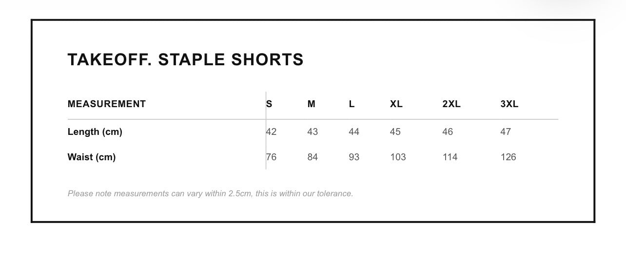 TAKEOFF. STAPLE SHORTS